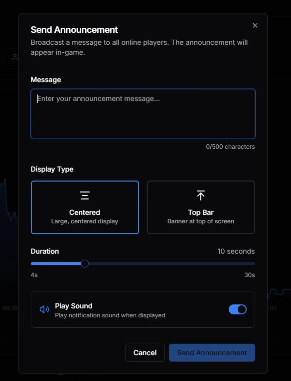 Send Announcement modal