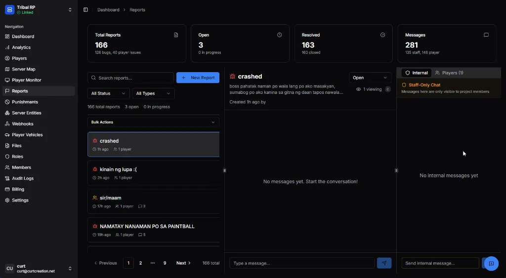 Internal staff chat for private discussions